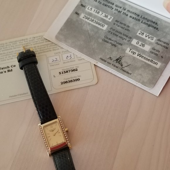 Authentic Longines 18k Gold VVS Diamond Watch, New Battery. Mint, Certificate - Picture 8 of 14